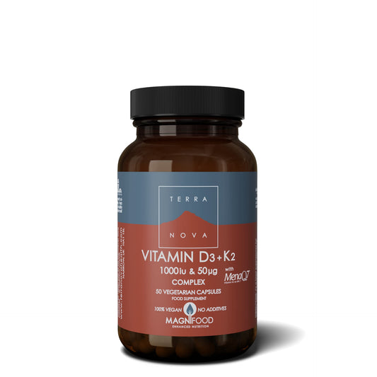 Terranova Vitamin D3 + K2 Complex - 1000iu & 50mcg - 50 Vegicaps