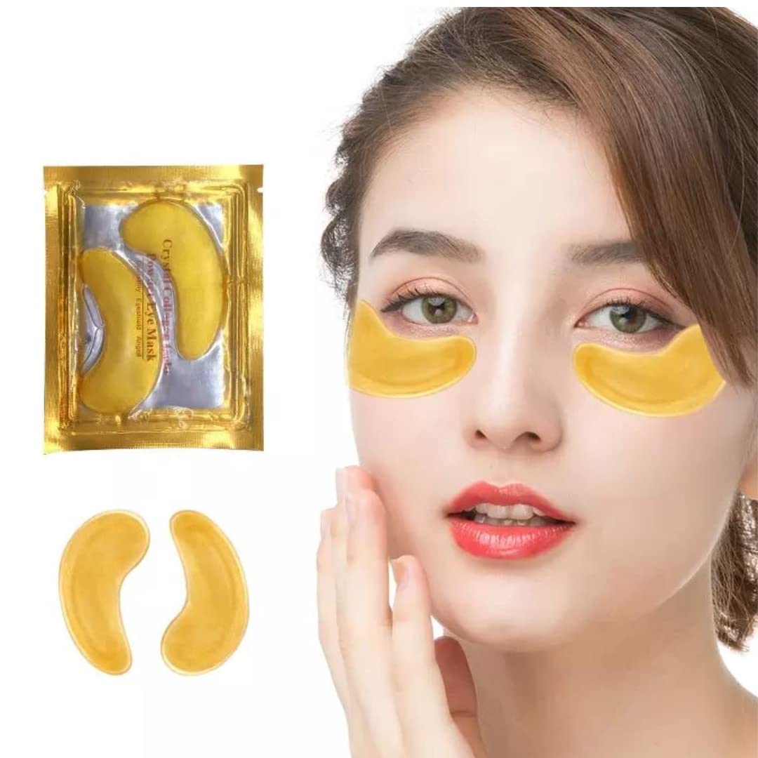 OVALA 5 Pairs Crystal Collagen 24k Gold Premium Under Eye Gel Pad Face Mask Anti Aging Wrinkle, Hydrating, Skincare, Soothing, Puffy Eyes Treatment Facial Moisturiser