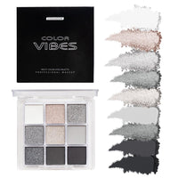 FANFALUV Black Smokey Eyeshadow Palette Makeup,9 Colors Black Silver Gray White Eye Shadow Pallets For Women,Long Lasting,Waterproof and Blendable,Make-up Palettes With Brushes-Halloween Goth Gifts(Smoky)