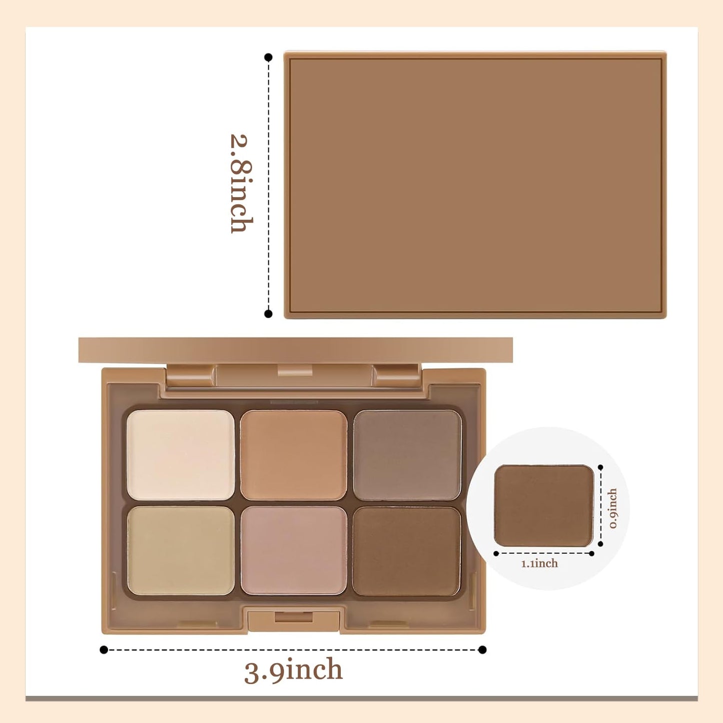 Generic Neutral Nude Eyeshadow Palette – 6 Highly Pigmented Matte & Shimmer Shades, Waterproof, Long-Lasting, Blendable, Includes Brushes – Perfect for Mature Skin & All Skin Tones