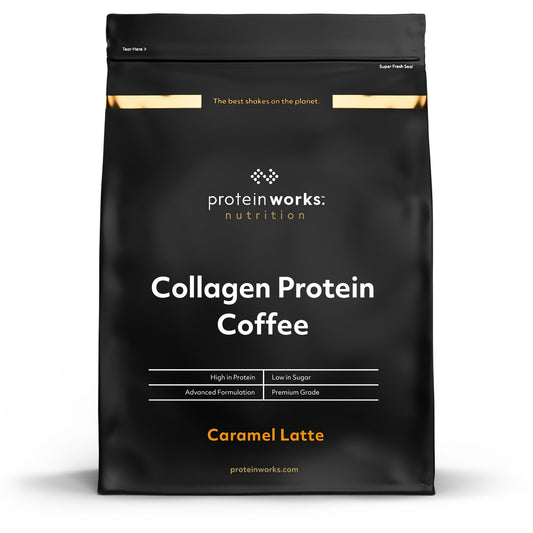 Protein Works - Collagen Protein Coffee, Bovine Collagen Powder, Premium Hydrolysed Collagen, Caramel Latte, 475g, 19 Servings