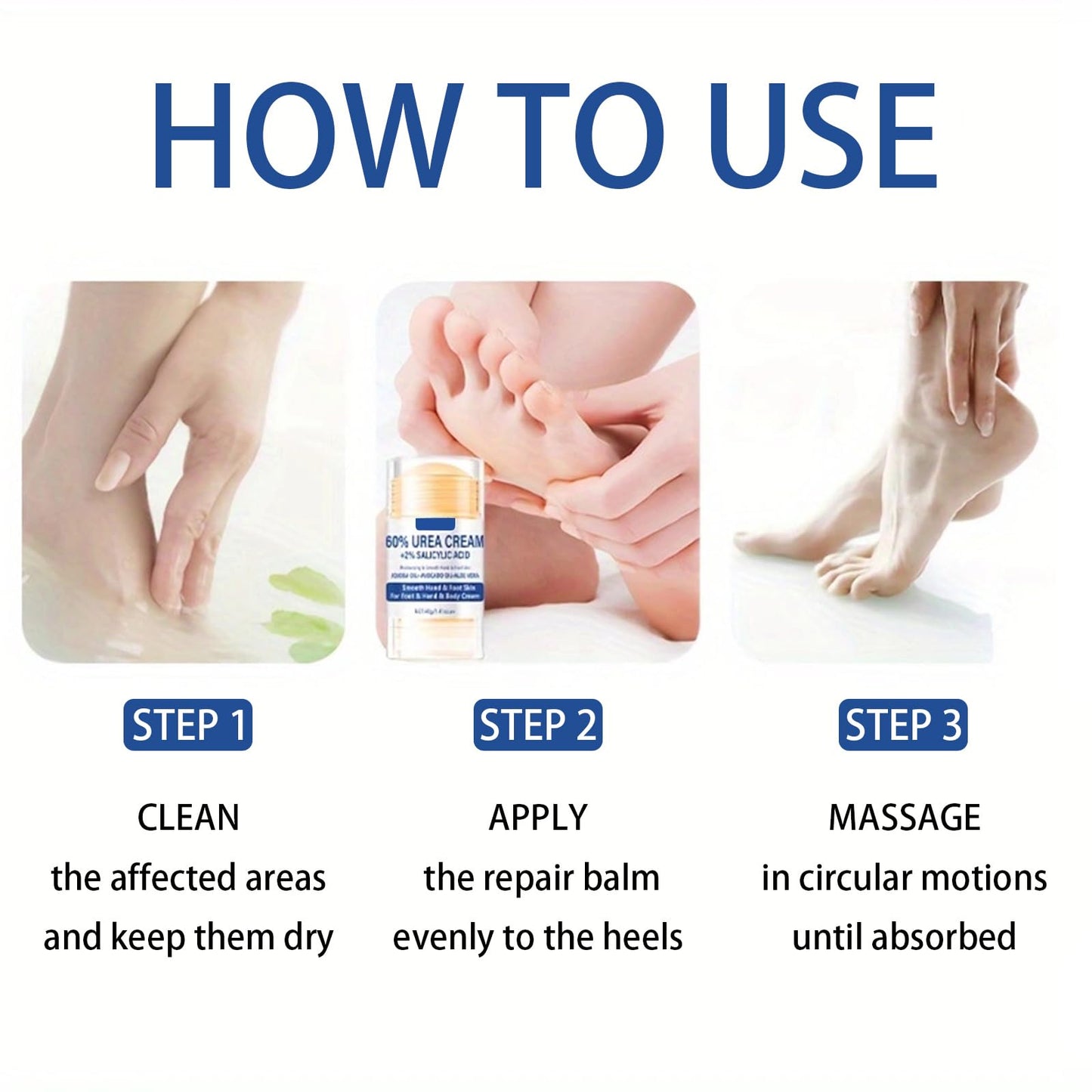 2PC Urea Cream 60 Percent for Feet, Cracked Heel Repair Cream Deeply Moisturizing with Aloe Vera, Urea Foot Cream for Cracked Heels and Dry Skin, Foot Moisturiser