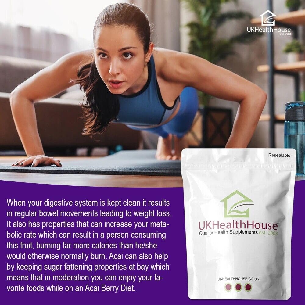 UKHealthHouse Acai Berry 3000mg | Vegan Friendly | Tablets from Brazil Supplement | Double Strength Superfood | Antioxidant Health Maintenance, Energy (180 tabs)