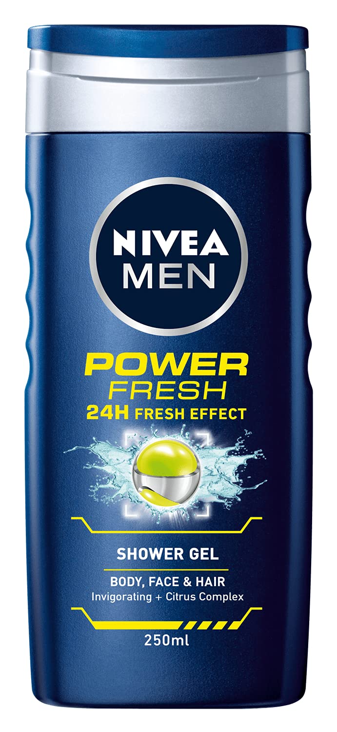 NIVEA Nivea MEN Shower Gel Twin Set SENSITIVE & POWER FRESH Body, Face & Hair Wash 2 x 250ml Exclusive Selection from Kingdom Supplies.