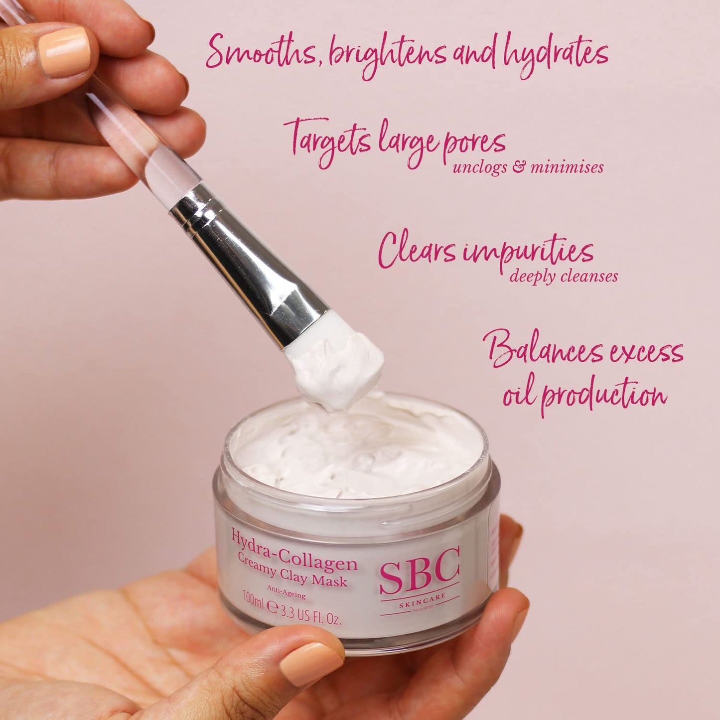 SBC Skincare Hydra-Collagen Creamy Clay Mask 100ml, Collagen Face Mask, Detoxifies Your Skin, Refines Pores and Improves Radiance