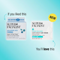 Super Facialist Vegan Collagen Super Smooth Day Cream - Super Smooth Day Cream, Firming, Smoothing & Plumping, Copper, antioxidant-rich Hibiscus, Peptide, Gentle Face Care, Vegan Friendly, 50ml