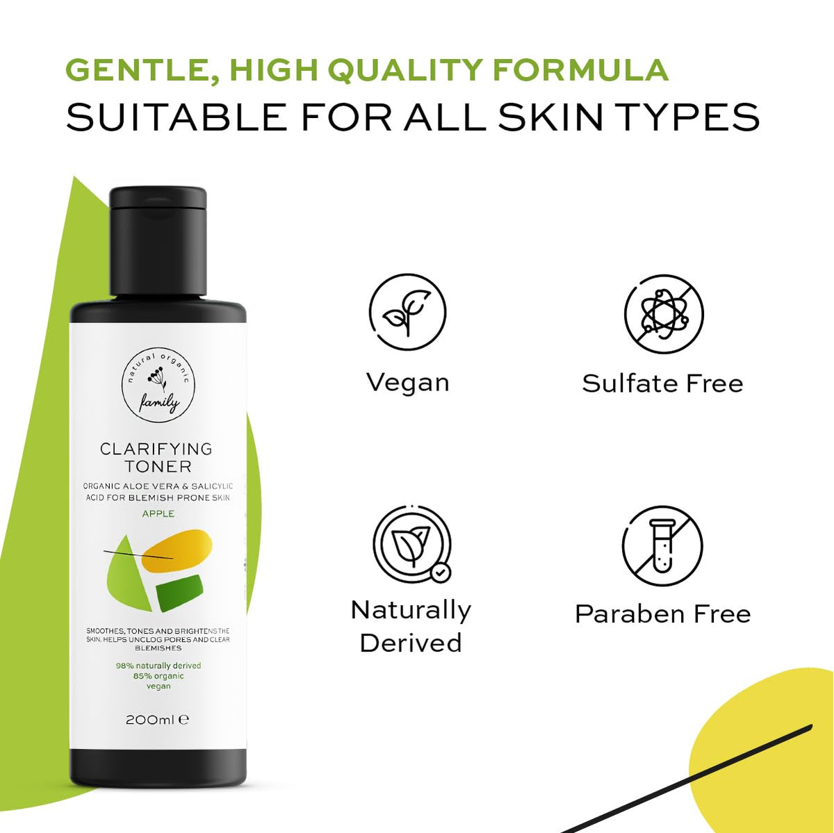 Clarifying Toner for Face - Salicylic Acid Toner - Spot and Oil Control, Cruelty-Free Skincare by The Natural and Organic Family - 7.04 oz