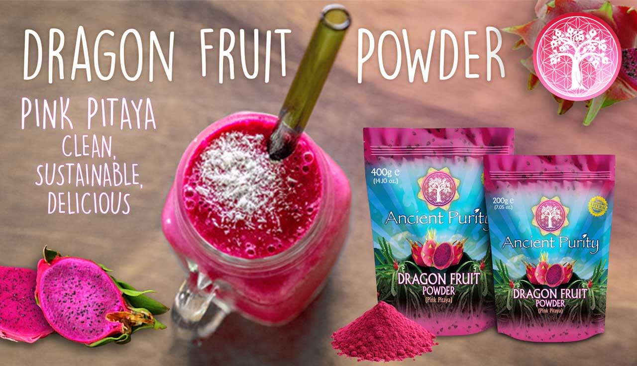 Dragon Fruit Powder | Pink Pitaya Freeze Dried Single Origin Thailand Natural Fruit Powder - Ancient Purity 200g