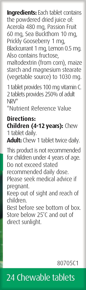 A.Vogel Nature-C for Kids | Chewable Tablet Containing Naturally Occuring Vitamin-C from 6 Real Fruits