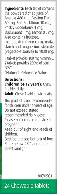 A.Vogel Nature-C for Kids | Chewable Tablet Containing Naturally Occuring Vitamin-C from 6 Real Fruits