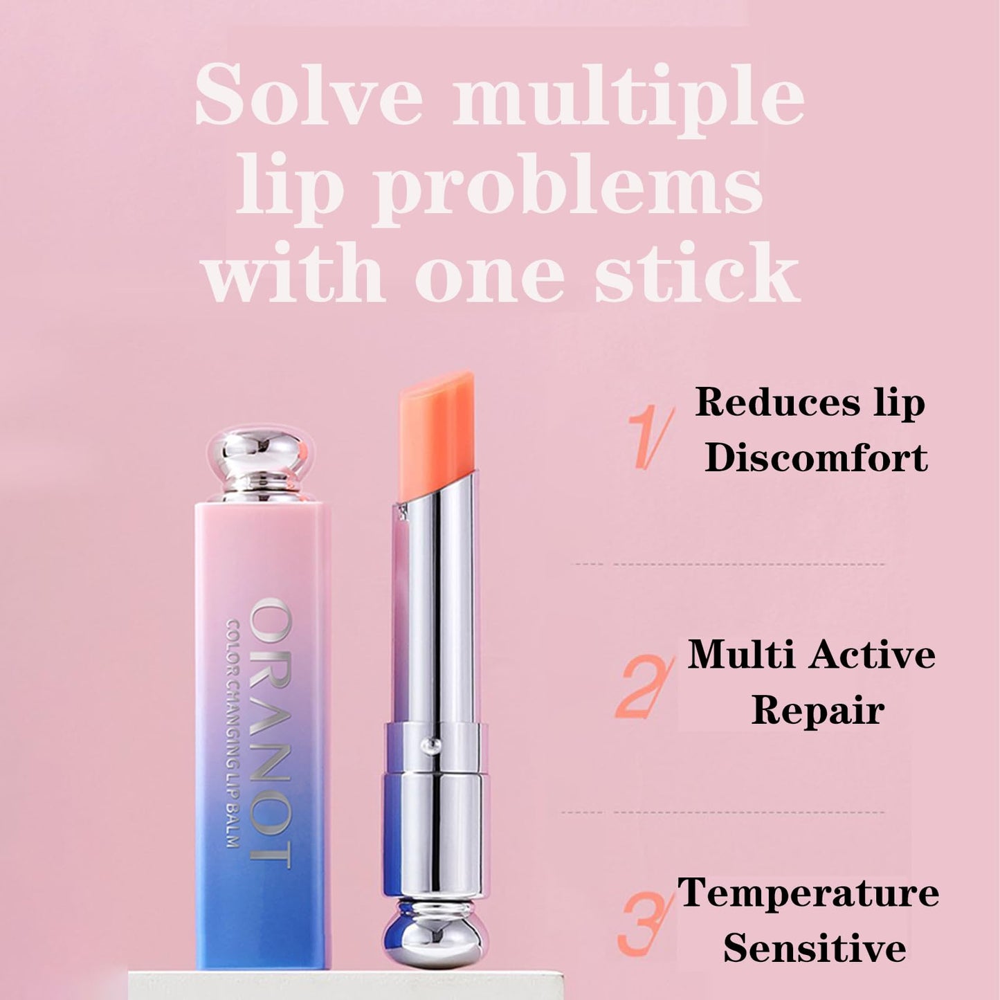 Colour Changing Lip Balm, Long Lasting Moisturizing Lipsticks, Natural Lip Balm Ingredients, Relieves Dry Lips, Long Lasting Jelly Lipstick, Pre-makeup Base to Moisturize Lips, 3Pcs