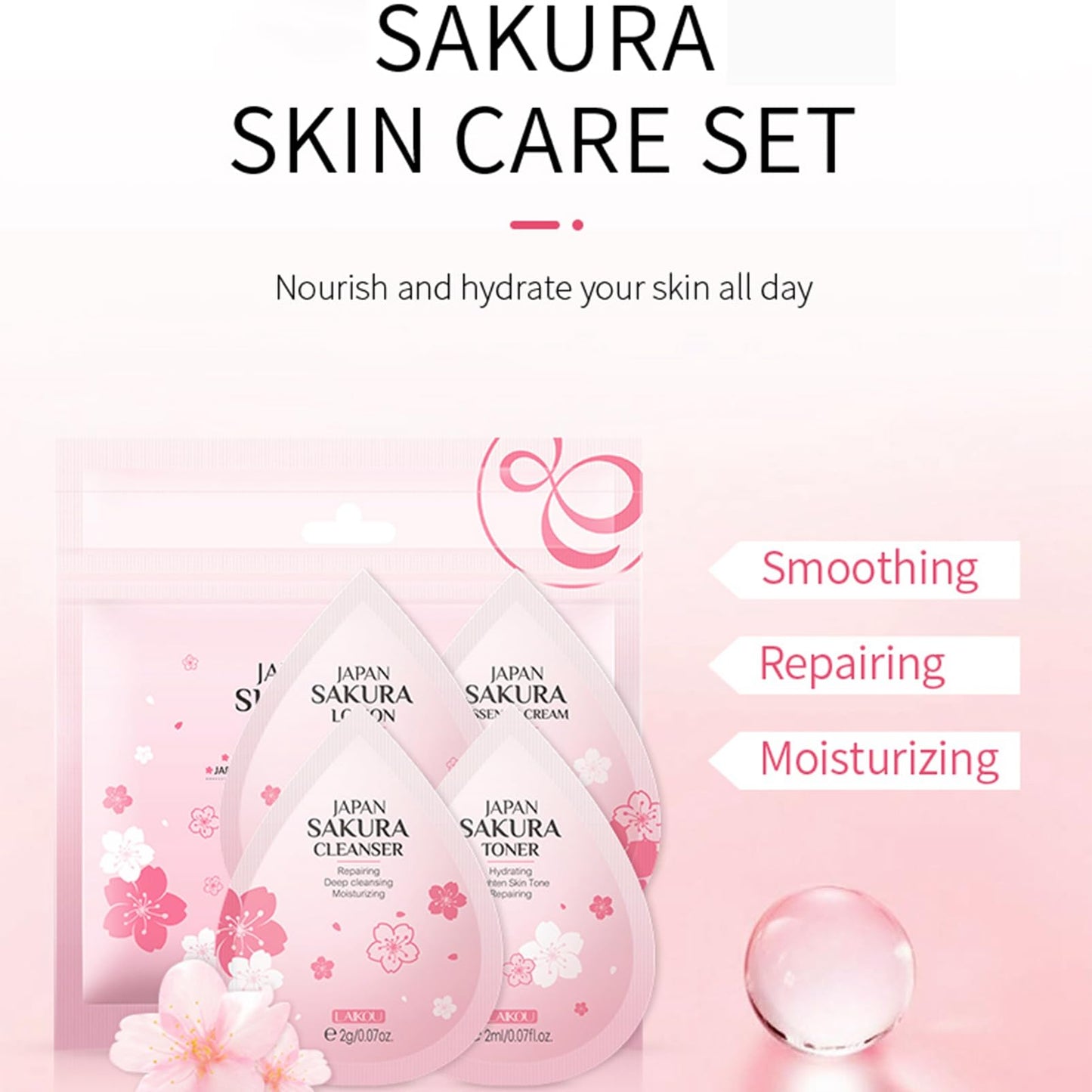 DMQ Skin Care for Teenage Girls, 38PCS Skin Care Sets & Kits, Sakura Skincare Set, Pamper Sets for Women Gifts, Serum, Hand Cream, Eye Mask, Sleep Mask, Lip Mask, Cleanser, Cream, Lotion, Toner, Mud Mask