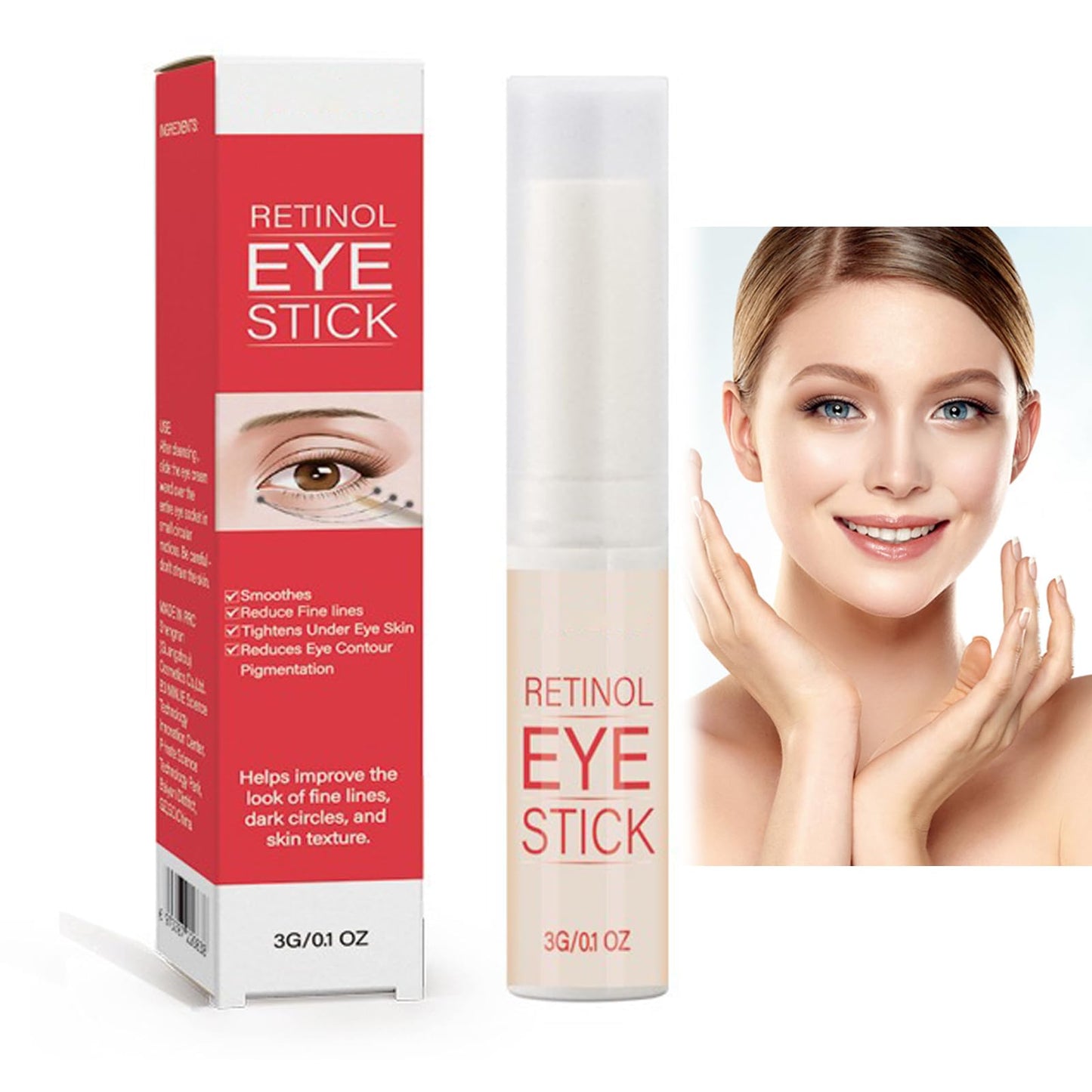 LUMKMAS Retinol Eye Stick, Retinol Serum Eye Cream Stick for Dark Circles, Puffy Eyes, Reducing Fine Lines, Anti-Aging Eye Brightener, Moisturizing & Refreshing Under Eye Cream for Women