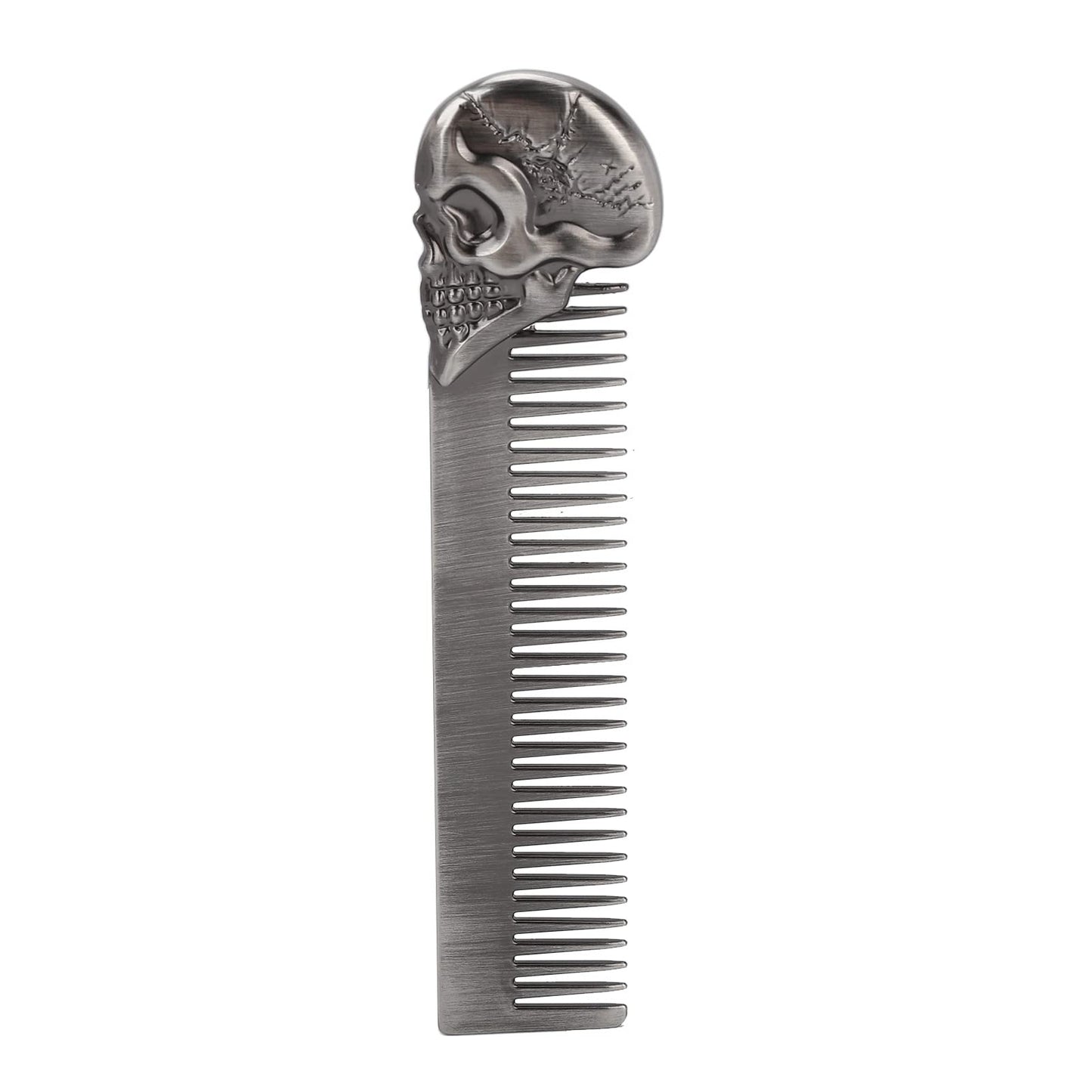 Skull Beard Comb Pocket Beard Comb Zinc Alloy Skull Pattern Hair Styling Mustache Sha Oil Hair Comb Silver (Silver)