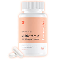 Bettervits Multivitamin | 13 Essential Ingredients | 100% RDA | Vitamin A, Bs, C, D, E, K Biotin, Folic Acid | Vegan Friendly
