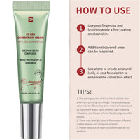 GUOUURR 【Green Colour Corrector CC Cream with Anti-Redness Concealer】Lightweight Face Primer to Neutralise Redness & Even Skin Tone, Vegan & Cruelty-Free Formula (15ml)