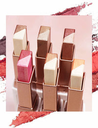 6 Pcs Double Colors Eyeshadow Stick Rotating Upgraded Glitter Gradient Eyeshadow Stick Long Lasting Waterproof Shimmer Cream Eyeshadow Stick Set