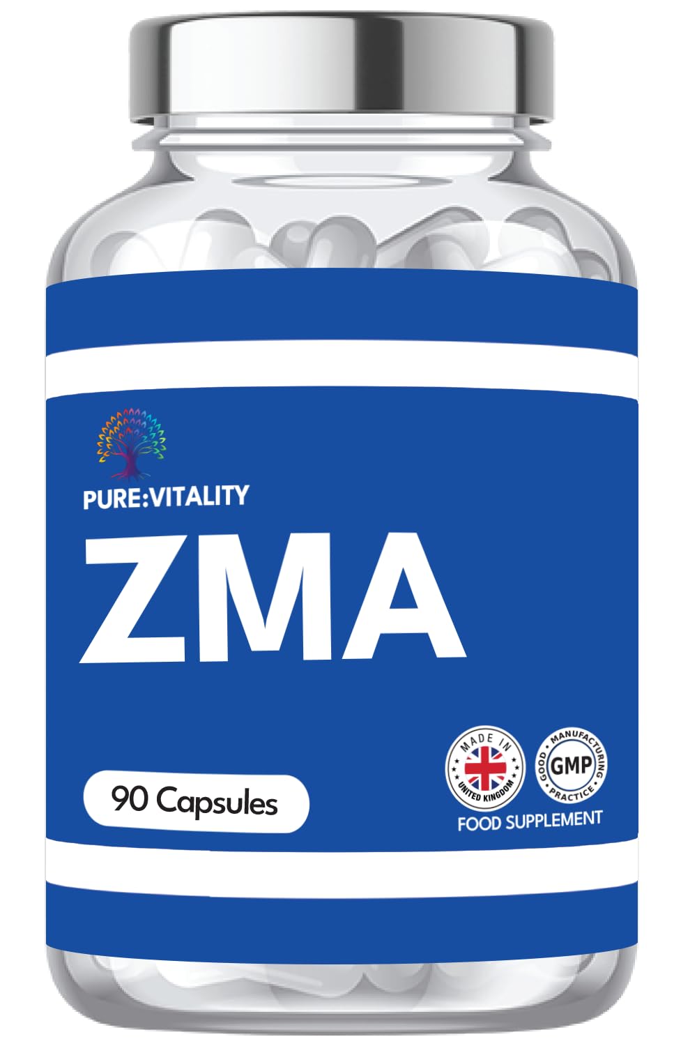 Pure ZMA Supplements for Men & Women - 90 Capsules - High Strength Muscle Sleep Aid & Muscle Recovery - ZMA Supplement Zinc Magnesium and Vitamin B6 (90 Day Supply) - UK GMP Certified Manufacturer