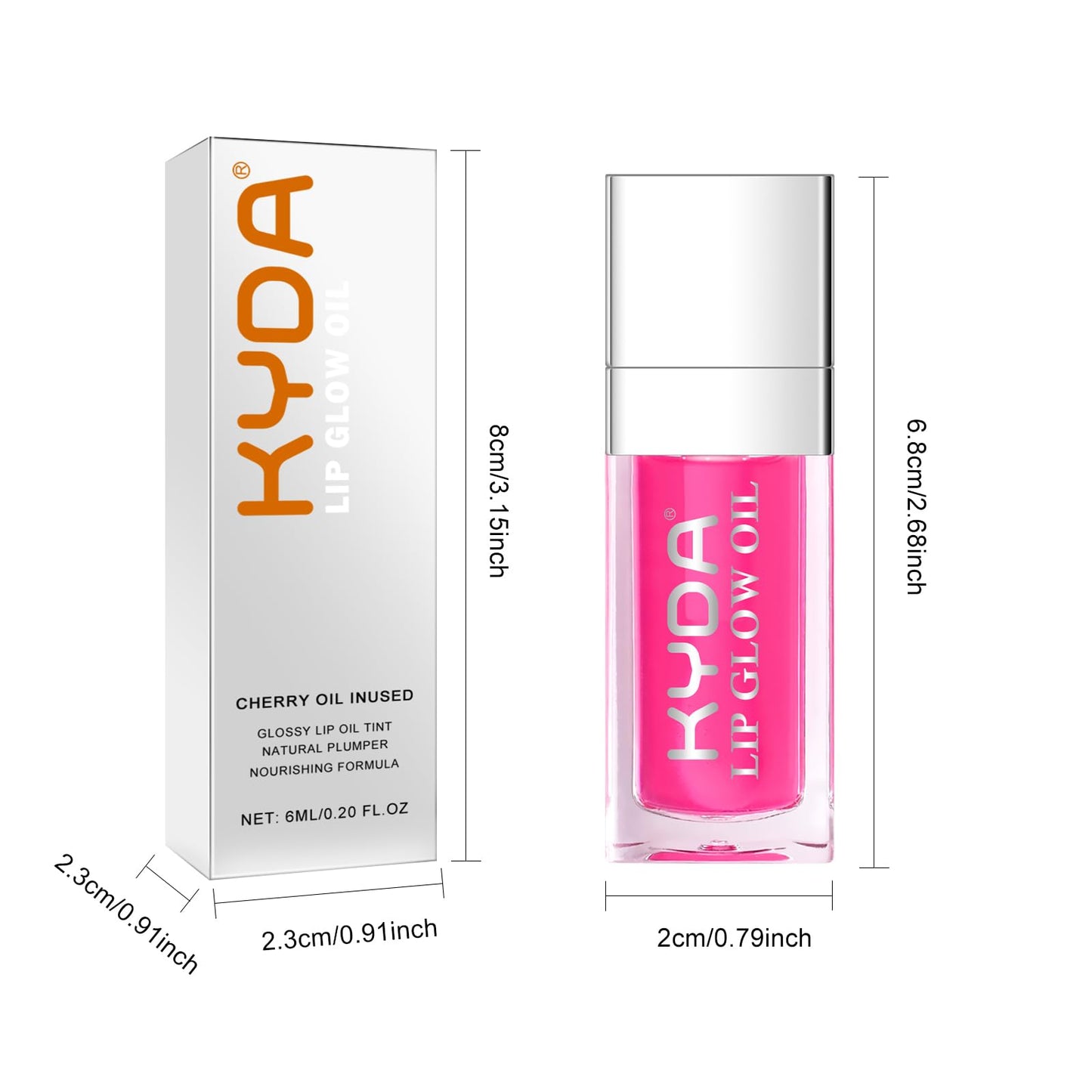 KYDA Hydrating Lip Glow Oil, Moisturizing Transparent Plumping Lip Gloss, Lip Oil Tinted for Lip Care and Dry Lips(#007)