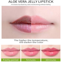 4 Colours Organic Aloe Vera Moisturizing Crystal Jelly Lipsticks, Dulele Magic Temperature Colour Changing Long Lasting Lip Balm Set (EEE)
