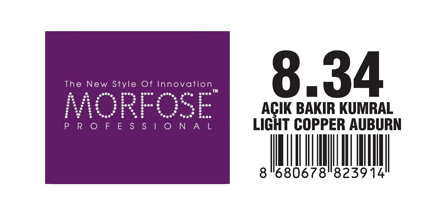 Morfose 10 Professional Hair Colour Cream 100 ml, No. 8.34 Light Copper Auburn
