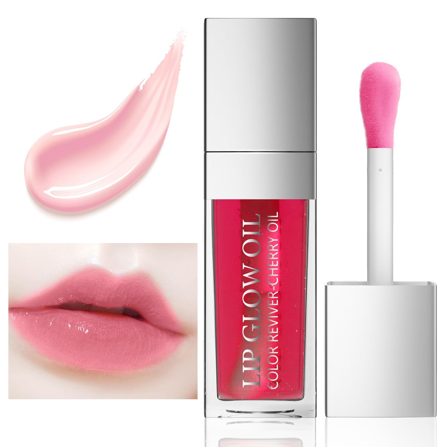 Ceboic Hydrating Lip Glow Oil, Moisturizing Lip Oil, Long Lasting Plumping Lip Gloss Non-Sticky Transparent Toot Lip Balm, Tinted Lip Prevents Lip Lines and Dry Cracked Lips (Raspberry)