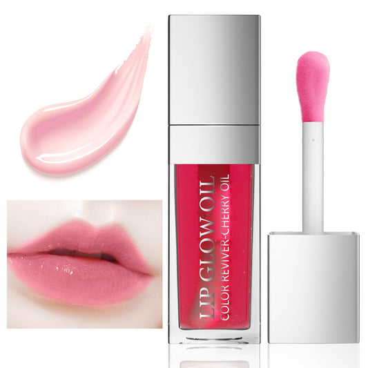 Ceboic Hydrating Lip Glow Oil, Moisturizing Lip Oil, Long Lasting Plumping Lip Gloss Non-Sticky Transparent Toot Lip Balm, Tinted Lip Prevents Lip Lines and Dry Cracked Lips (Raspberry)