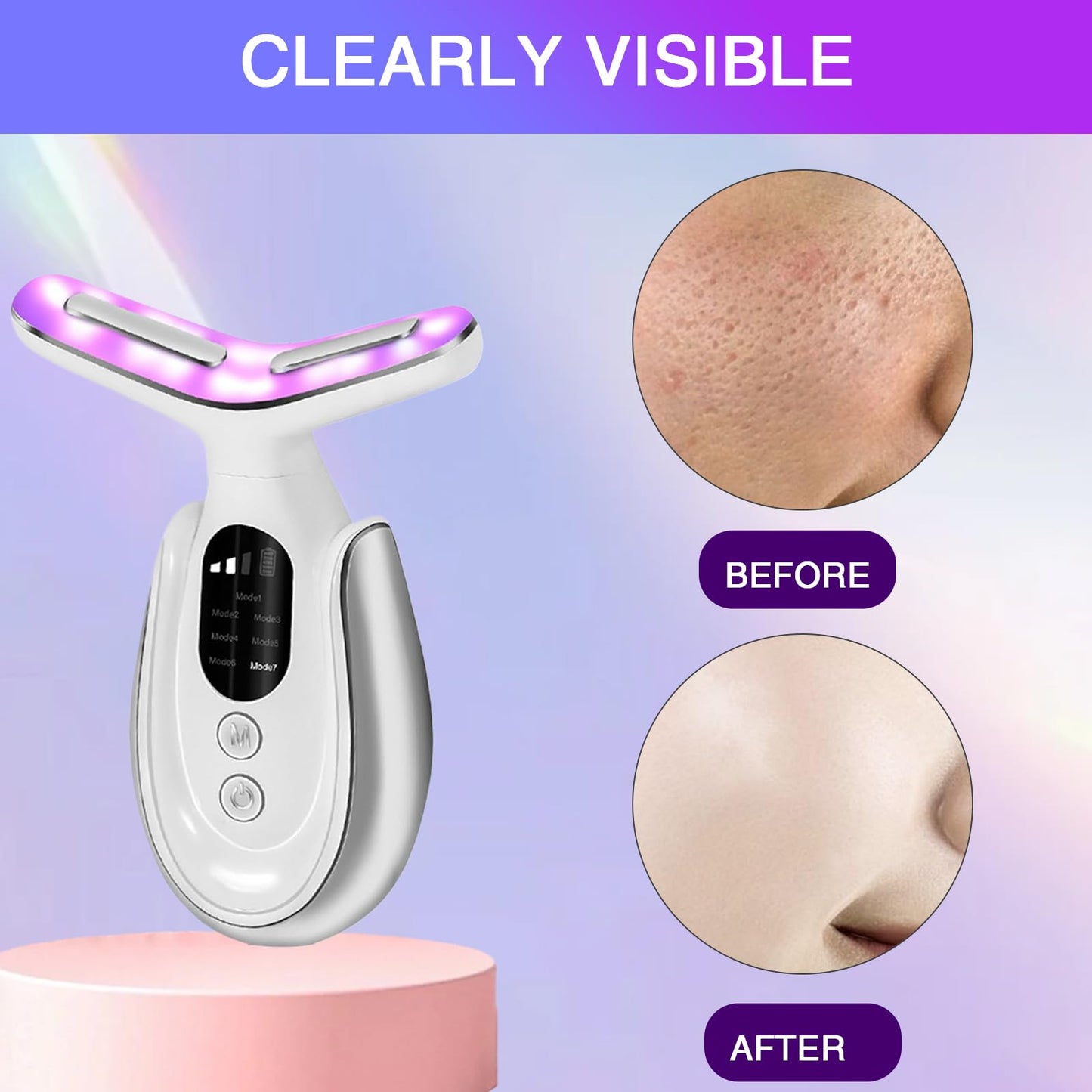 DOOCECIY 7 Modes Facial Massager Face Lifting Device, Lymphatic Drainage Massager Face Skin Tightening Machine