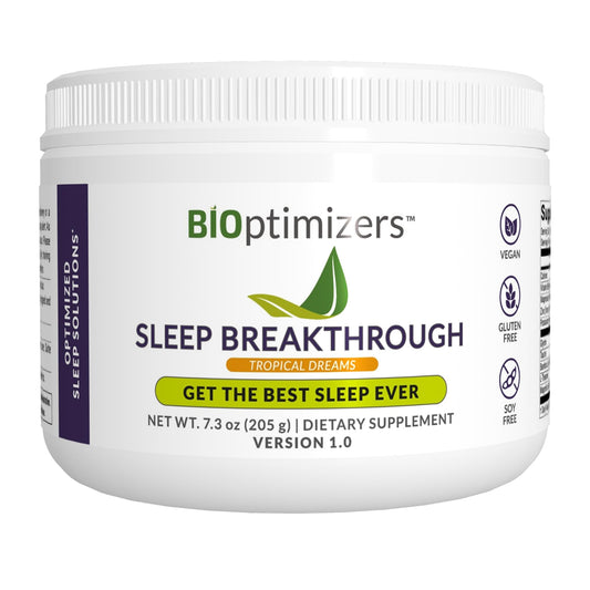 BiOptimizers Sleep Breakthrough 1.0 | Natural Powder Support Supplement, Calming Relief Aid Adults, Non Habit Forming | Tropical Dreams Flavour | 205g