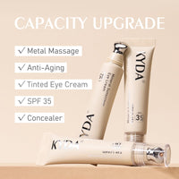 KYDA Mineral Sunscreen Eye Cream, Packaging Upgrade, 3-in-1 Anti-Aging Under Eye Cream for Dark Circle and Fine Lines, SPF 35, Medium