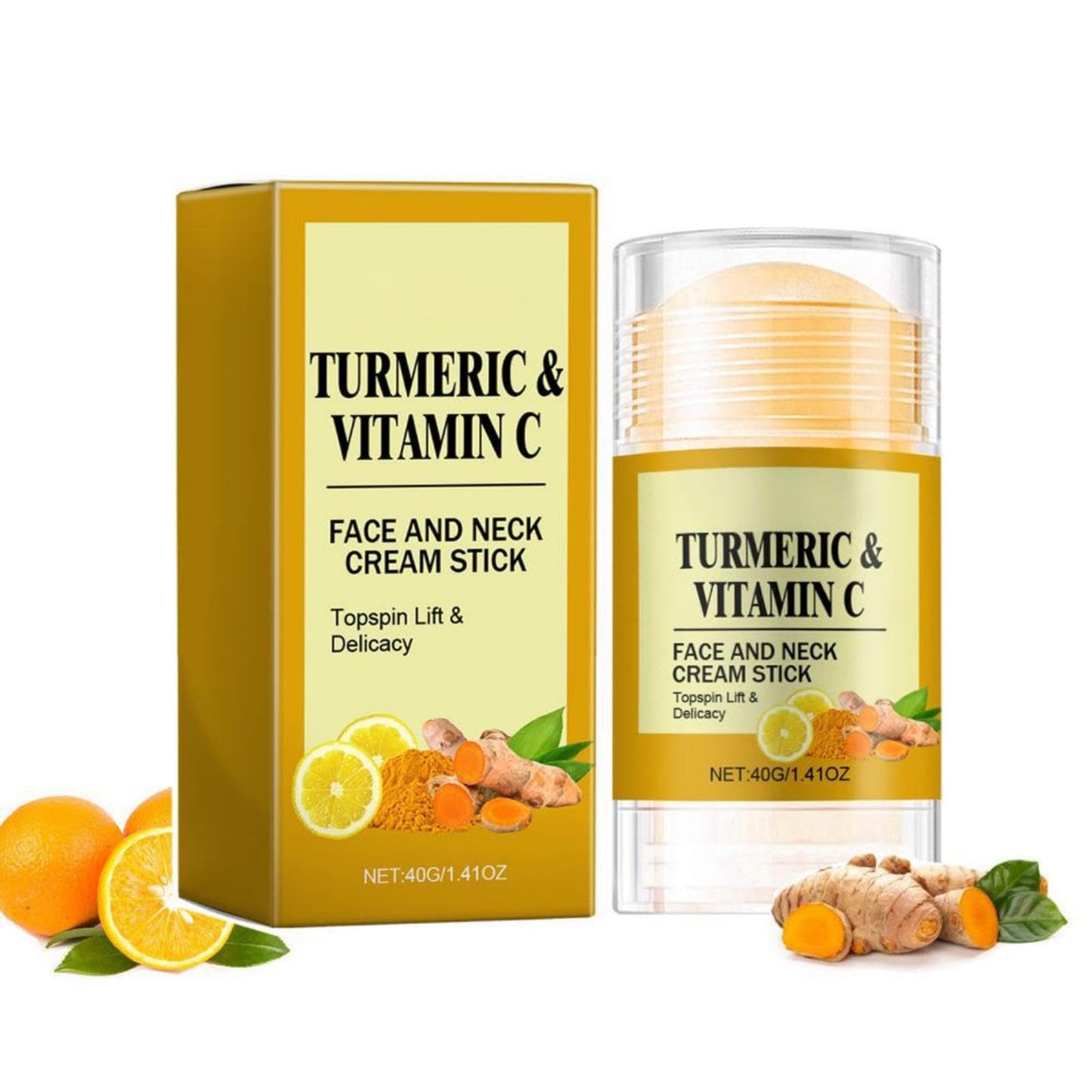 Turmeric & Vitamin C Face and Neck Firming Cream Stick, Hydrating and Brightening Skincare Balm, Smooths Wrinkles, Tightens and Lifts for Youthful-Looking Skin (1pcs)
