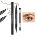 QUIWEN Eyebrow Pencil with Brow Brush, 2-in-1 Eye Brow Pencils for Women with Micro-Fork-Tip & Precise Brush-Tip Create Natural Hair-Like Brows, Long-Lasting Waterproof Double Ended Eyebrow Pen Brown