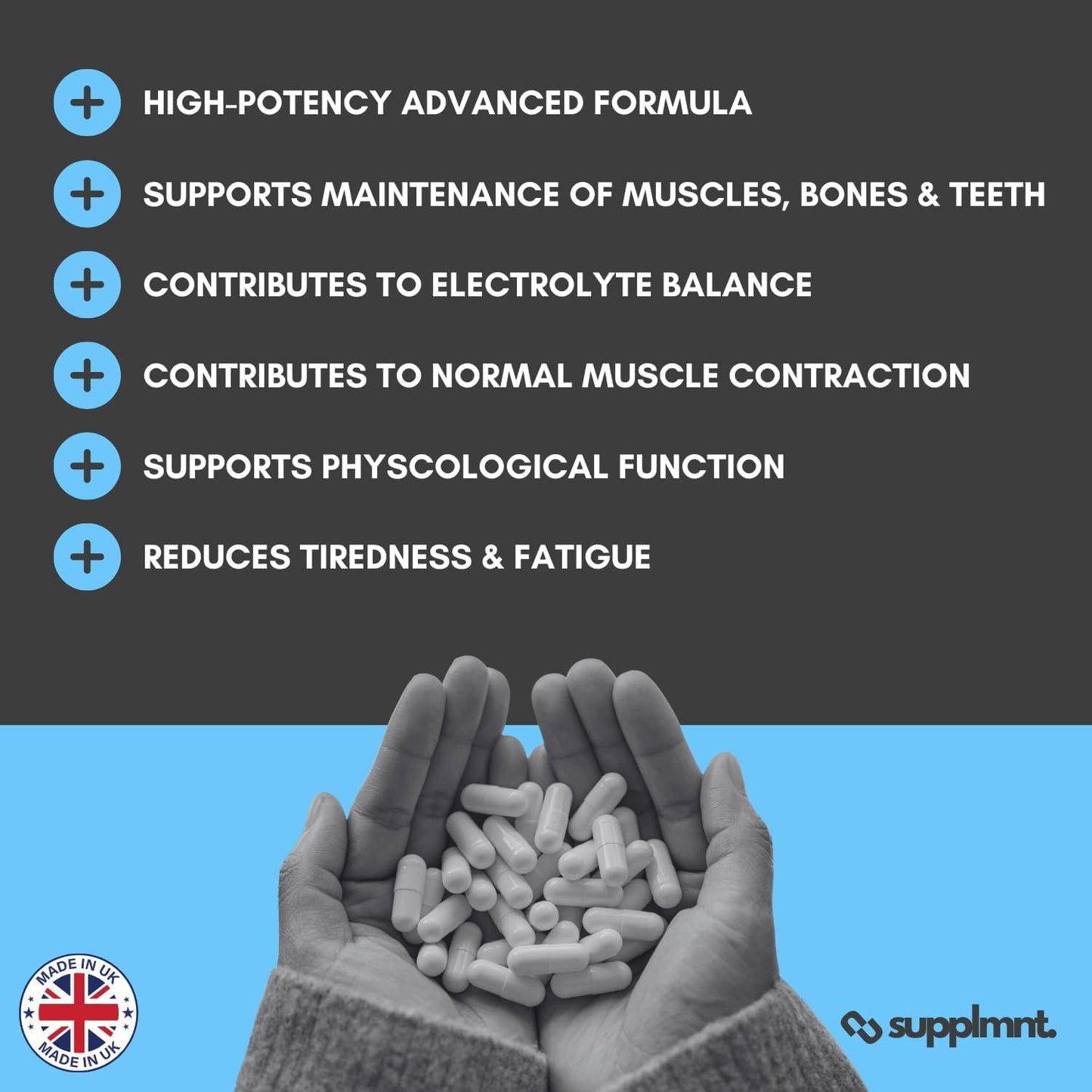 supplmnt. Supplmnt. Magnesium Glycinate 4-in-1 Complex - 2026mg Supplements as Bisglycinate, Citrate, Malate & Oxide 270 Vegan Capsules, Triple High Absorption 449mg Elemental, UK Made