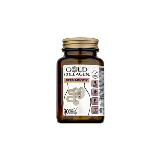 GOLD COLLAGEN Dermabiotix - Probiotics for Gut Health and Hair, Nail, Skin Supplement with Vitamin C B D, Biotin, Zinc and Folic Acid - Bones, Muscles and Calcium Absorption Support, 30 Tablets