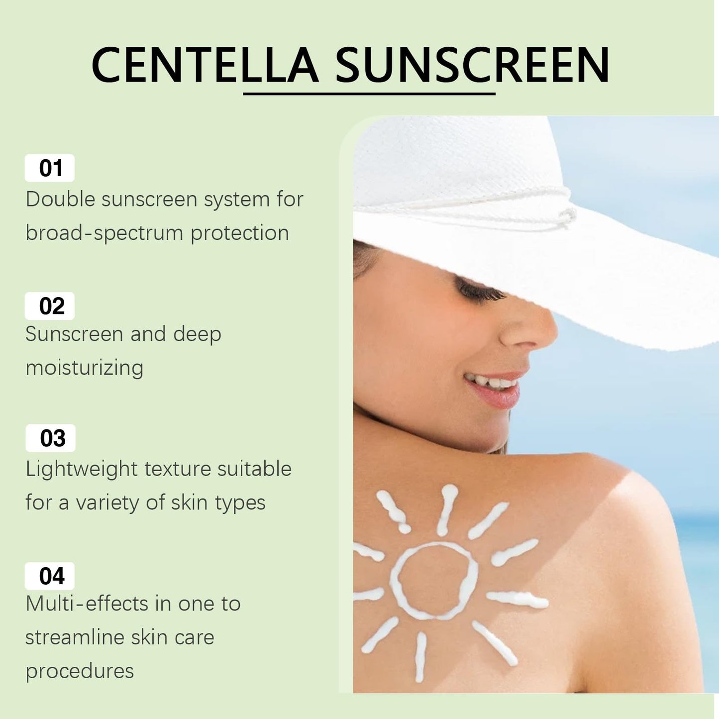 Centella Sun Cream SPF 50 Pa+++,Centella Sunscreen,Water-Fit Sun Serum,Soothing S/un Cream SPF 50+,Daily Hydrating S/un Lotion,SPF50 Face Moisturiser,Lightweight Spf50+,Broad Spectrum UV Protection