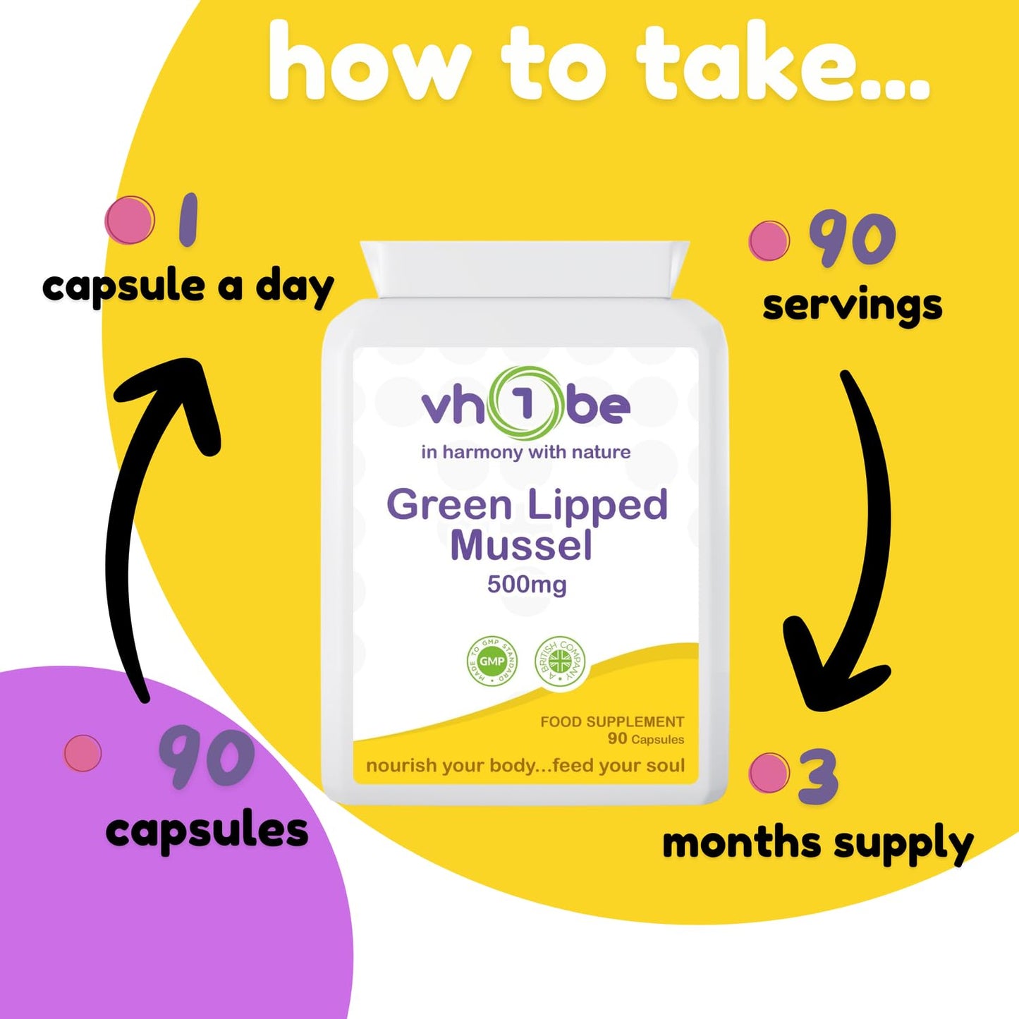 vh1be Green Lipped Mussel 500mg 90 Capsules