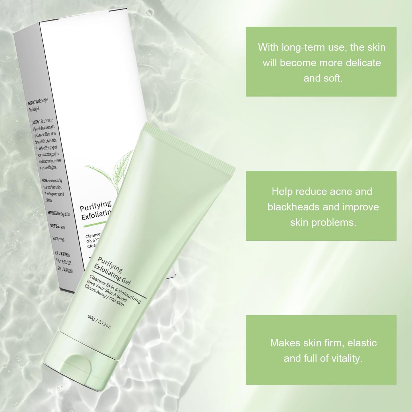 Purifying Exfoliating Gel Pore-Shrinking, Moisturizing Skin Cleanser, Exfoliating Gel Efficient for Removing Aging Keratin and Impurities, Purifying Enzymes Exfoliating Gel for Home and Travel Use