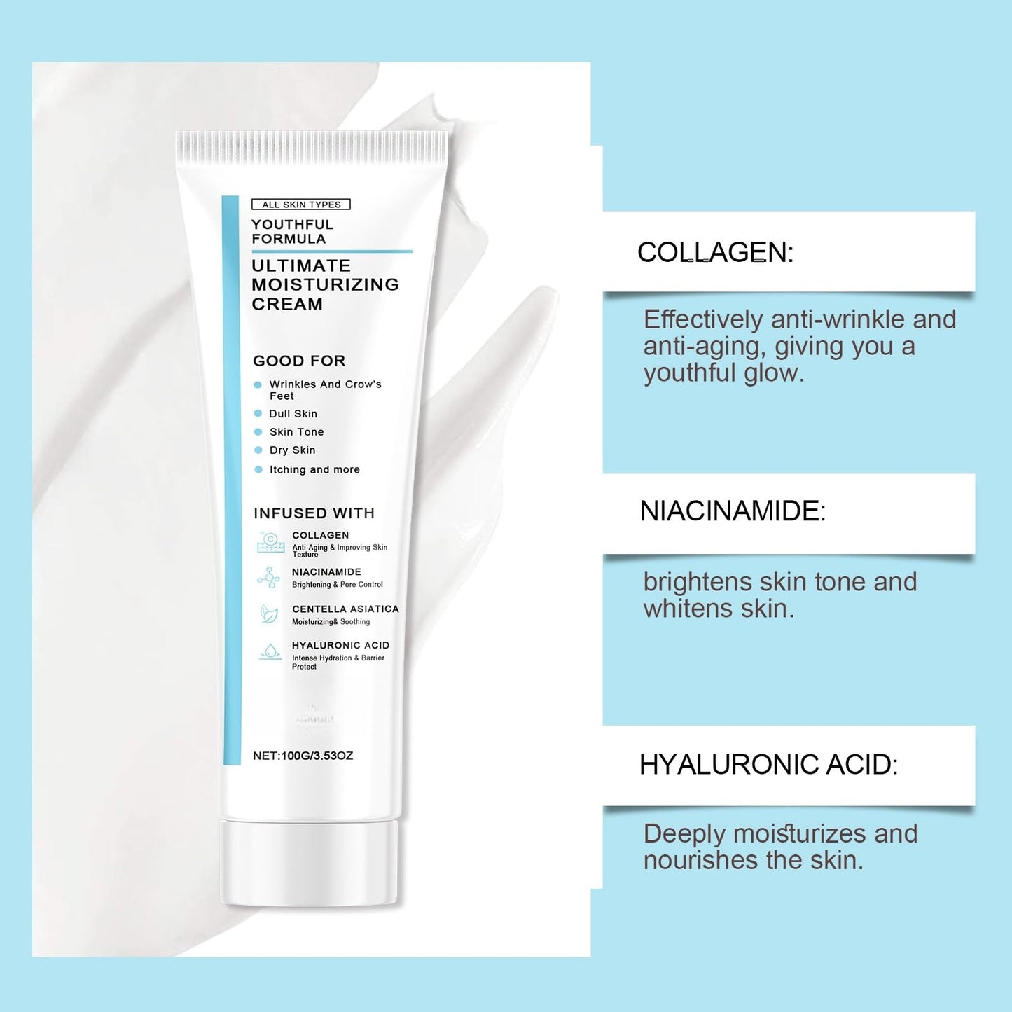 QinZiEn Youthful Formula Ultimate Moisturizing Cream,Moisturiser Face Women,Anti Wrinkle Face Cream,Calming F-ace Moisturizer,Repairing Fa-ce Moisturizer,Hydrating Mo-isturiser F-ace