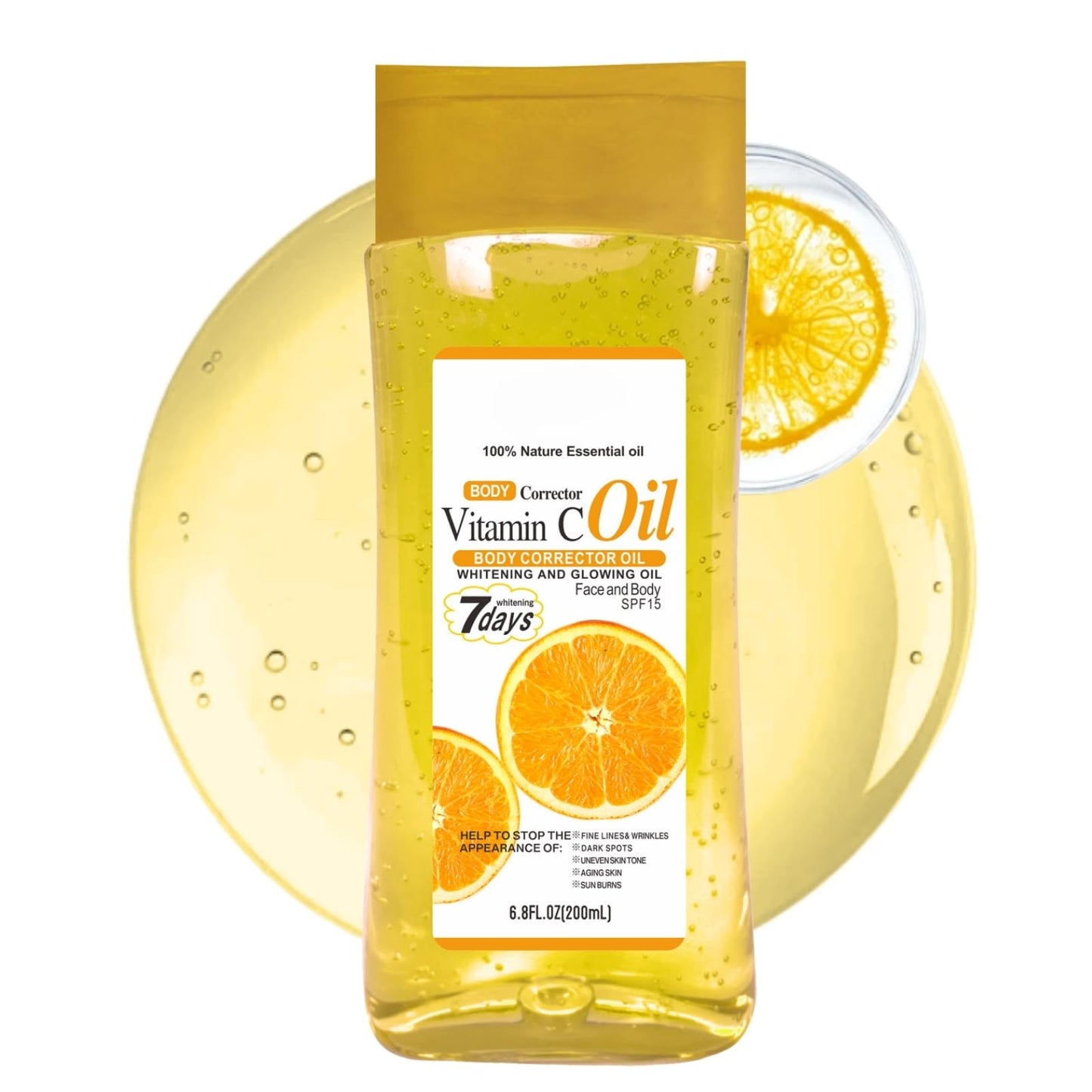 Cureluxe Vitamin C Essential Oils for Skin - Vitamin C Body Gel Oil - Brightening & Firiming Body Oil for Women - Deeply Nourishing Body Gel for Dry Skin - Body & Face Oil 200ml