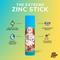 Sun Zapper Zinc Stick - Yellow Colour Sunblock Stick SPF 50+ Zinc Oxide Sunscreen Stick for Face Mineral Sun Cream Made in Australia