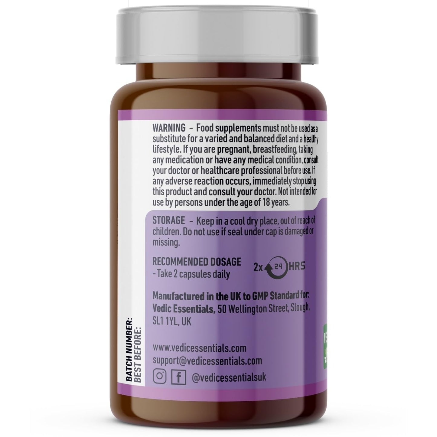 Vedic Essentials Vedic Menopause Supplement | 20 Vitamins, Minerals & Herbs Like Red Clover, Sage, Primrose, Flaxseed, Ginseng | Menopause Support -for Fatigue, Hot Flashes, Mood Swings | UK Made, Vegan, 60 Capsules