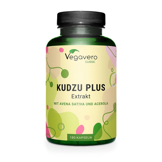 Kudzu Root Capsules Vegavero® | 6000mg (10:1) High Strength Root Extract 8% Isoflavones | NO Additives | 180 Capsules | Plus Avena Sativa & Vitamin C | Alcohol Detox | Menopause Aid | Vegan