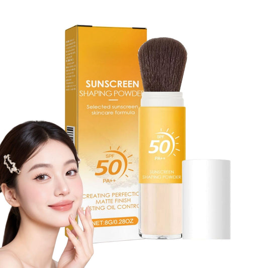 Cureluxe Mineral Powder Sunscreen Brush,SPF 50 Powder Sunscreen for Face,Over Makeup Sun Protection Brush,Lightweight Setting Powder for Face ,Non-Greasy Travel Size