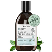 Vis Plantis Shampoo for Oily Hair with Zinc & Mint - 500 ml Vegan Shampoo for Greasy Hair, Scalp & Roots - Natural Sulphate SLS Free Shampoo - Reducing Oiliness, Sebum & Dandruff - Itchy Scalp Shampoo