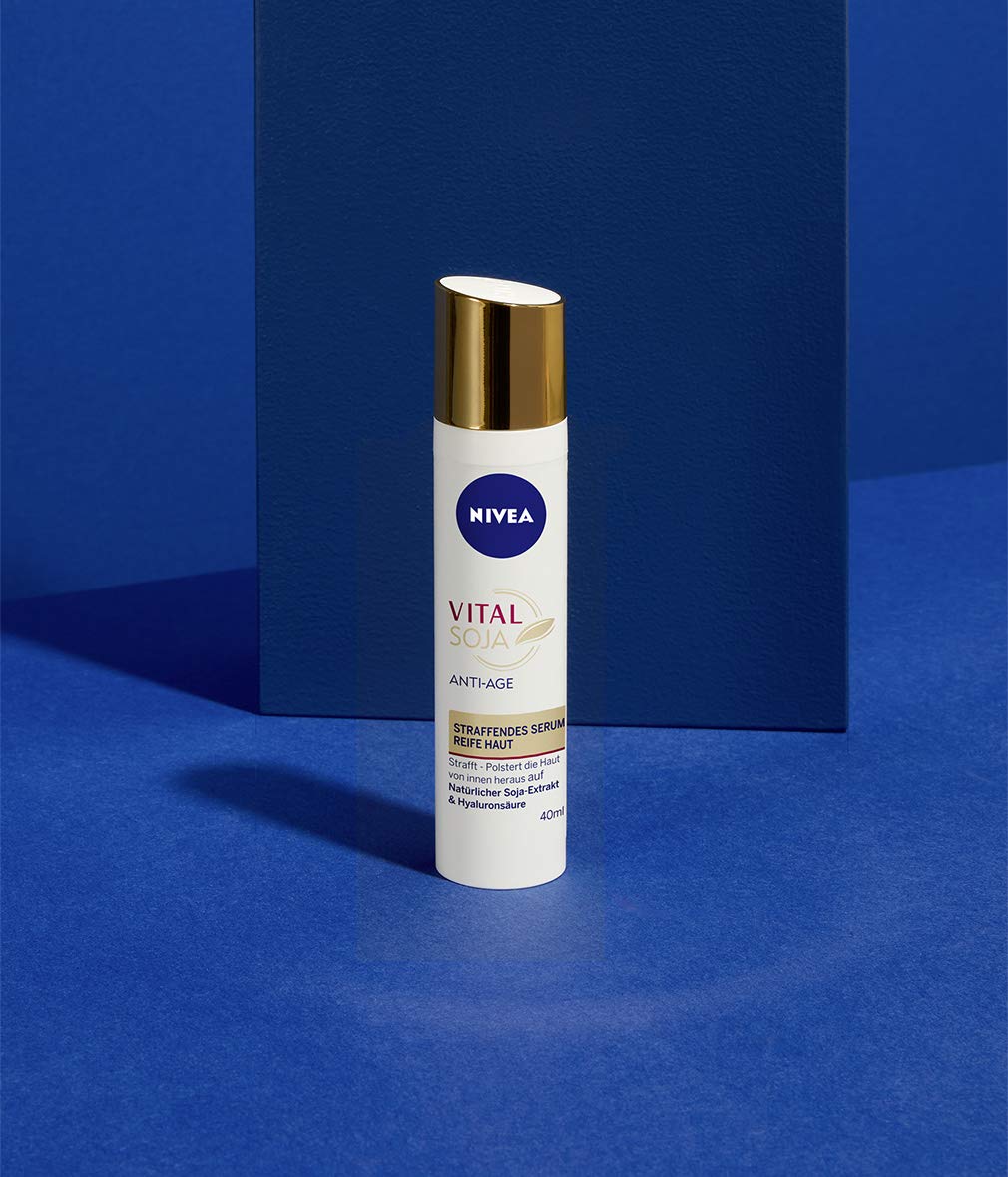 NIVEA Vital Soy Anti-Age Serum for Mature Skin (40 ml), Moisturiser with Natural Soy Extract, Firming Serum with Hyaluronic Acid