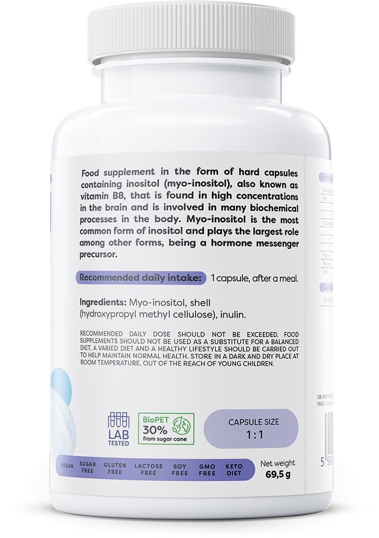 Osavi Inositol 600 mg – 100 Vegan Capsules | Supports Biochemical Processes in The Body, Involved in Hormone Regulation | Myo–Inositol for Brain Health and Wellbeing