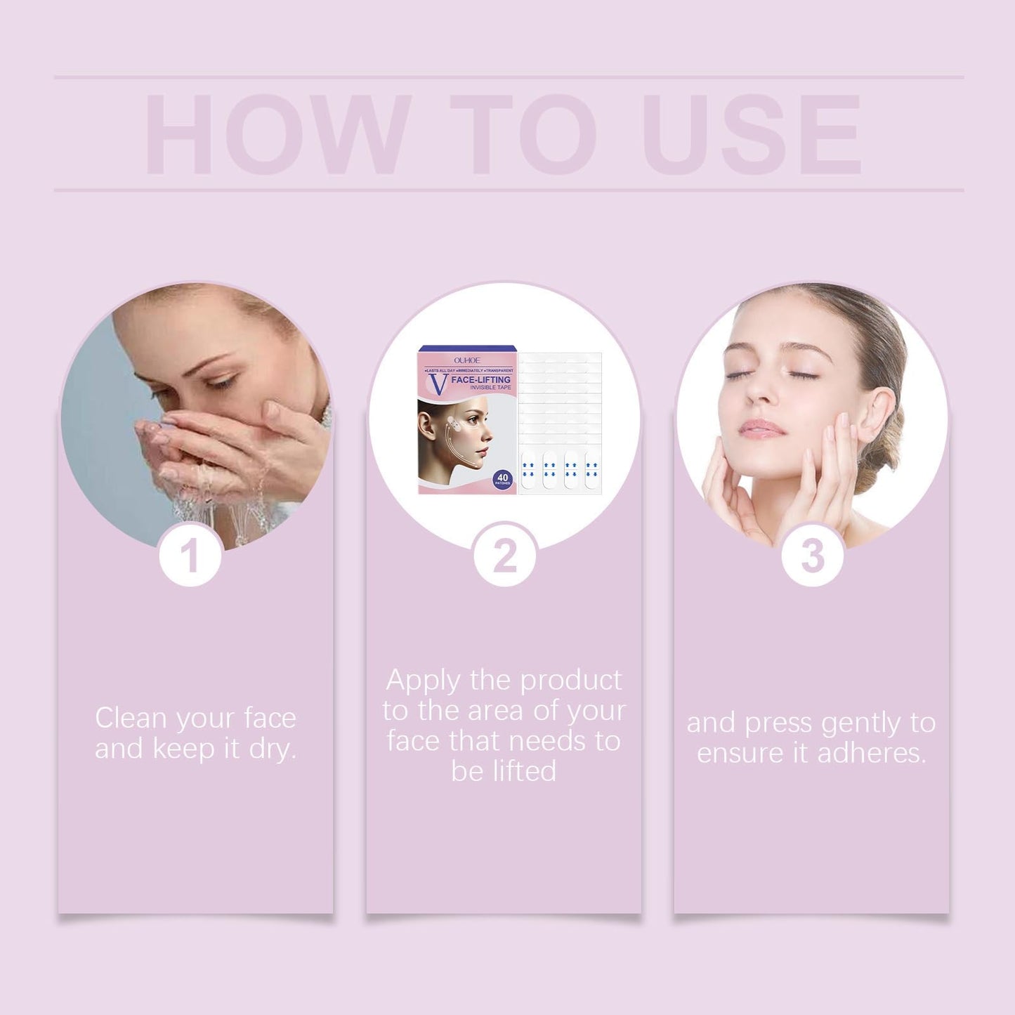 Jinjiar 40PCS Face Lift Tape,Face Lift Tape Invisible,Face Lift Tapes for Facial Wrinkles Reduction, Waterproof Elasticity Face Tape,Anti Wrinkle Patches,Face Tapes for Lifting Sagging Skin,Beauty Face Tape