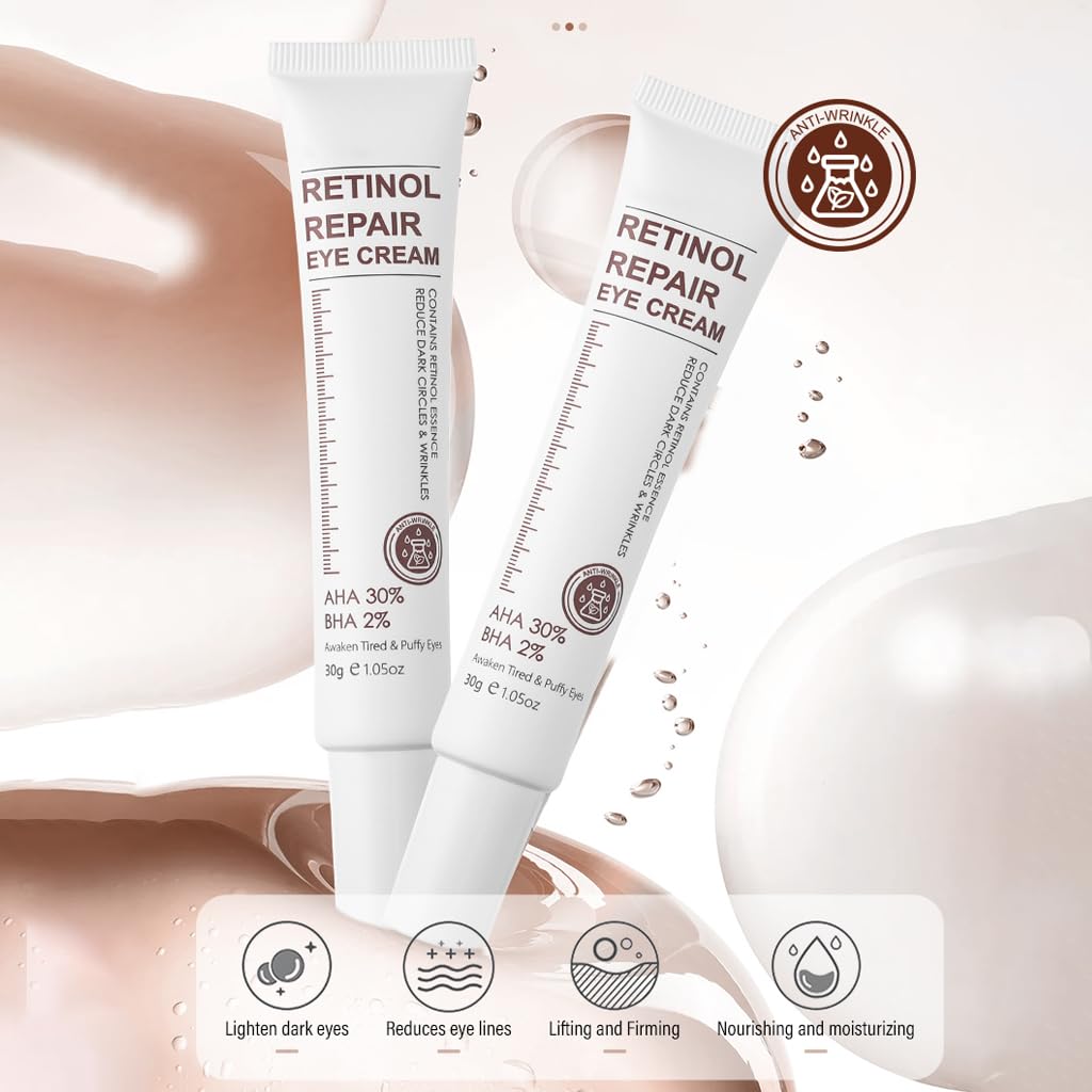 YUYUE-YY Retinol Eye Cream, Retinol Serum Eye Cream for Dark Circles and Puffy Eyes, Eye Cream with Retinol & AHA 30% & BHA 2% & Hyaluronic Acid for Fine Lines & Wrinkles Saggy Skin Puffy Eyes