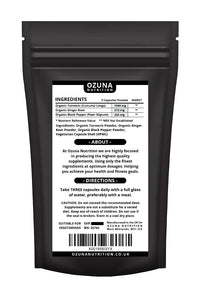 OZUNA NUTRITION Organic Turmeric Capsules High Strength Curcumin with Black Pepper and Ginger 1812mg | 60 Capsules