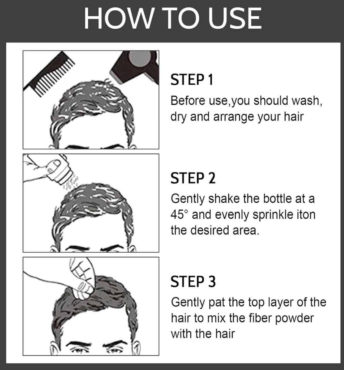 NM BEAUTY Hair Building Fiber Black & Dark Brown Fill Thinning & Fine Hair For Quickly Fuller Look Men & Barbers, 5 Seconds Cover Hair Loss Net WT. 0.97oz/27.5g by NM Beauty (Black)